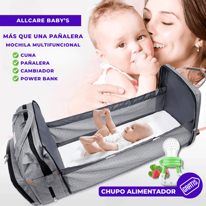 AllCare Baby's® | Pañalera y Cuna Tipo Mochila + Chupo Alimentador GRATIS