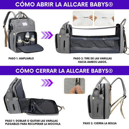 AllCare Baby's® | Pañalera y Cuna Tipo Mochila + Chupo Alimentador GRATIS